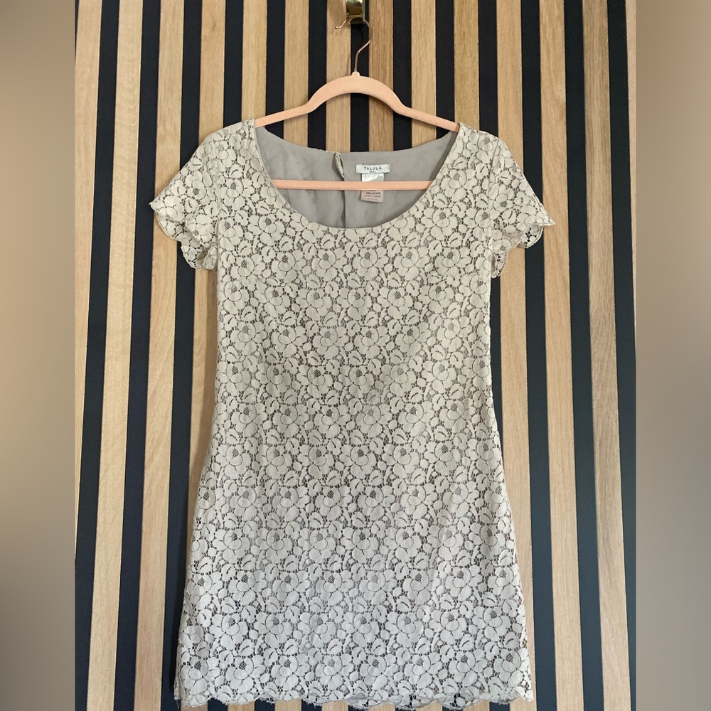 Talula Cream Lace Scoop Neck Cap Sleeve Tunic Dress